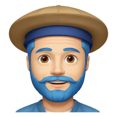brad pitt, blue hair, hat, beard sticker