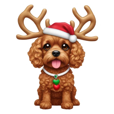ruby red toy cavoodle dressed up as rudolph the reindeer sticker