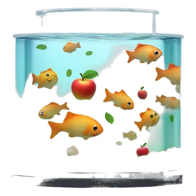 There are apples floating in the fish tank sticker