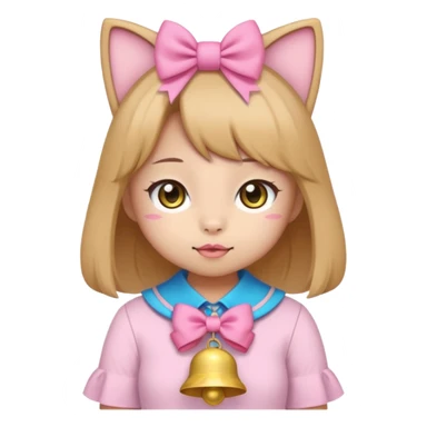 kawaii neko, cute outfit with bell sticker