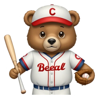 a bear in baseball uniform sticker