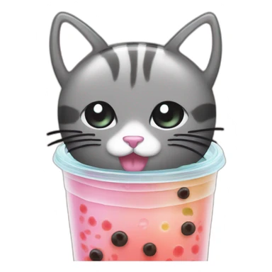 A bubble tea with a cat lid sticker