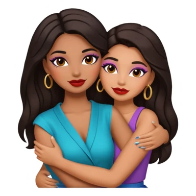 Boujy baddie best friends happy hugging, trendy heavy makeup sticker