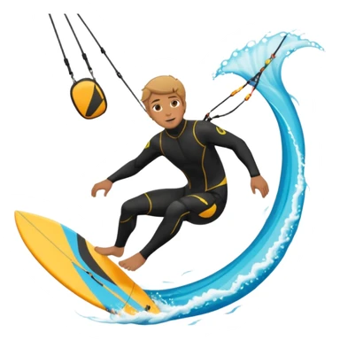 Kiter man con neopreno negro largo en el mar haciendo kite surf y un loop sticker