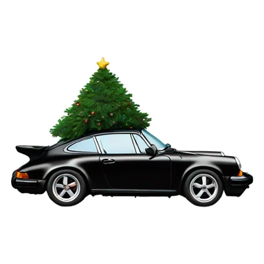 Porsche 911 in black with xmas tree on roof sticker