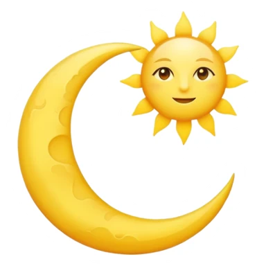 Crescent moon and sun sticker