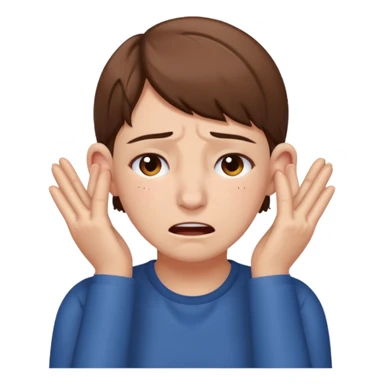 person covering ears, wincing in pain sticker