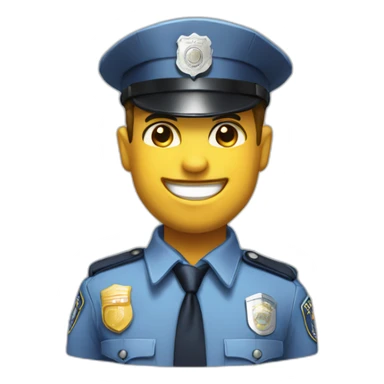 police officer in uniform, cheerful, smile on face, backlit sticker