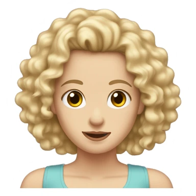white girl with really curly long blonde hair wearing tank top hair in front sticker