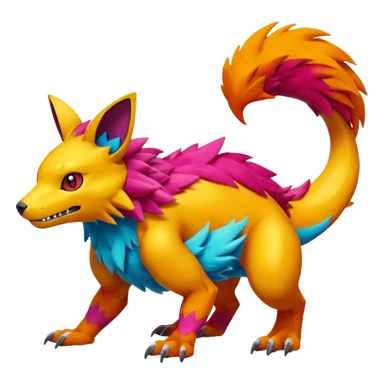  colorful modern Fakémon-Pokémon-Digimon-Vernid-creature (full body) sticker