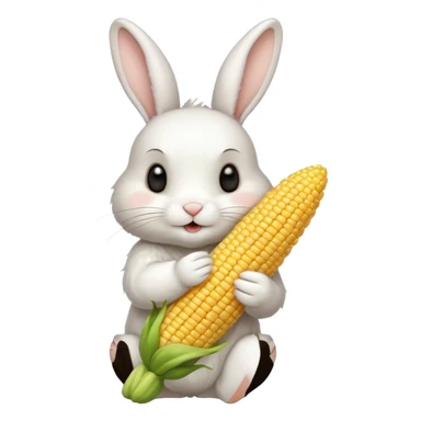 rabbit eating corn sticker