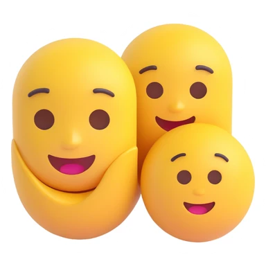 two 3D emojis talking to each other, clear facial expressions, speech bubbles sticker