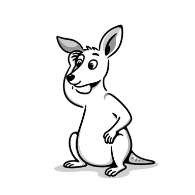 kangaroo touching its head with a doubtful face, hand drawn doodle style sticker