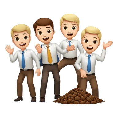 Poop flying everywhere executives trying to catch it a worker laughing l sticker