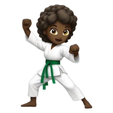 dark skin karate girl green belt kicking sticker
