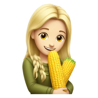 Happy white girl hugging corn sticker