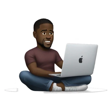 kevin hart cross-legged working on macbook sticker