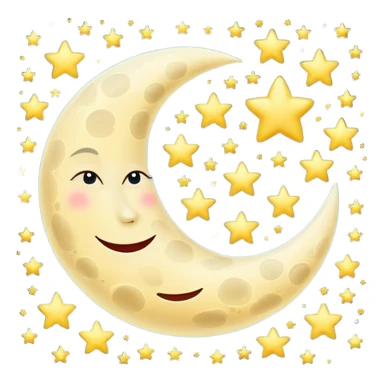 Moon with stars and hearts sticker