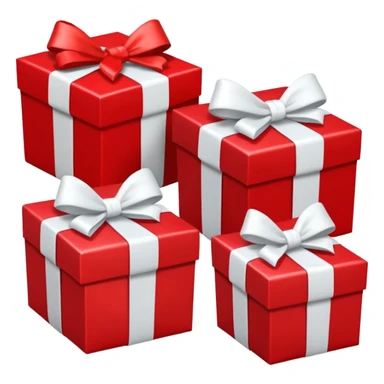 3 red gift boxes with white bows sticker