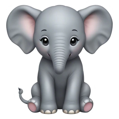 Cinematic Noble Baby Elephant Portrait Emoji, Poised and regal, with a tiny, endearing build and a soft, smooth gray hide, delicate floppy ears and a small, curious trunk, deep-set soulful eyes, Simplified yet sharp and sophisticated features, highly detailed, glowing with a gentle, dignified glow, high shine, intelligent and adorable, stylized with an air of miniature majesty, focused and attentive, soft glowing outline, capturing the essence of a watchful and confident little elephant, so majestic it feels as though it could toddle out of the screen with effortless authority! sticker