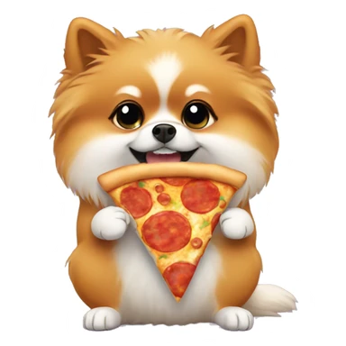 Pomeranian eating pizza sticker