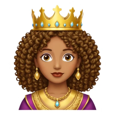Chica piel morena con cabello rizado 👩🏽‍🦱 con corona 👸🏽 sticker
