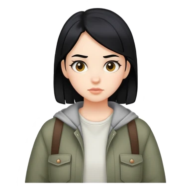 girl with black hair, wearing boyish clothes sticker