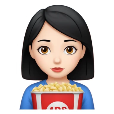 a girl with black hair watching a movie in a cinema sticker