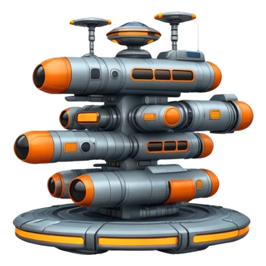 Orange, cyberpunk style, neon, gravity realistic space station sticker