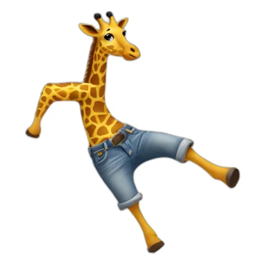 giraffe in jeans jumping over a bridge sticker