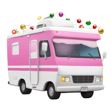 Pink Rv with snow and Christmas lights sticker