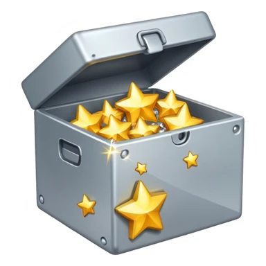 emoji of open box with sparkles inside sticker