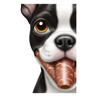 boston terrier eating a sausage sticker