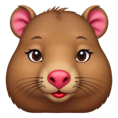 capybara with faka eye lashes and make up on - bright lipstick and eye make up sticker
