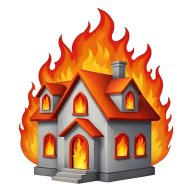 una casa quemandose sticker