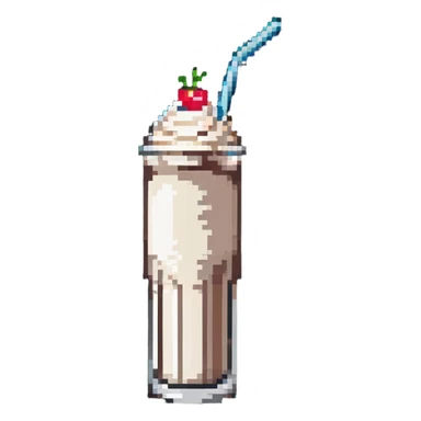 milkshake in a tall glass with a straw sticker