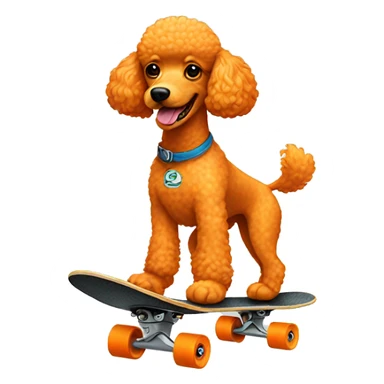 orange poodle riding a skateboard sticker
