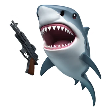 Shark with a gun sticker