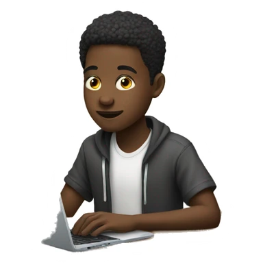 African teenage boy working on his laptop sticker