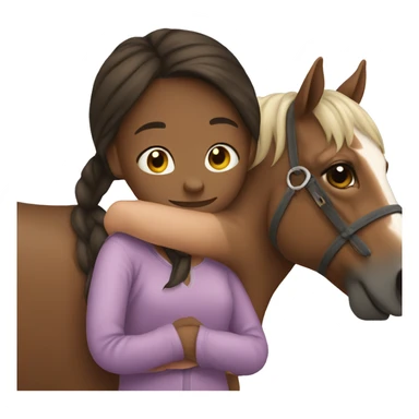 girl hugging horse sticker