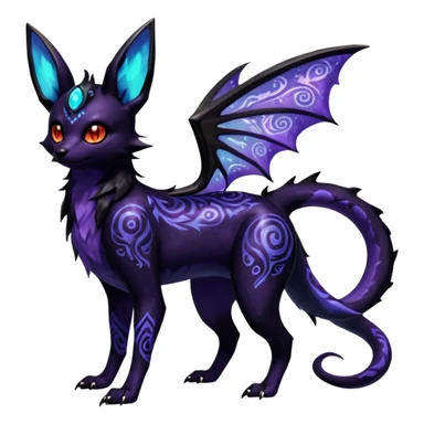 Shiny Fiery Dark Ugly Evil Realistic Glowing Eldritch Horror Cool Edgy Badass Emo Glorious Demonic Batty Dusky Ethereal Sparkly Shimmering Magical Punky Aural Iridescent Fluorescent Bioluminescent Umbreon-Amaura-Salandit-Litten-Flareon-Fakémon-fusion (full body) with intricate pattern markings sticker