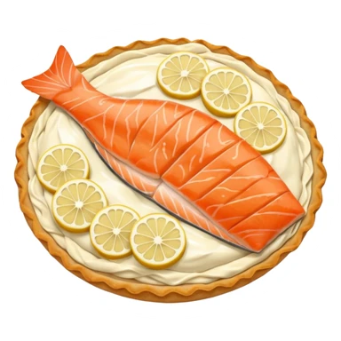 Karelian pasty with cream on top finnish with cream on top and salmon and lemon sticker