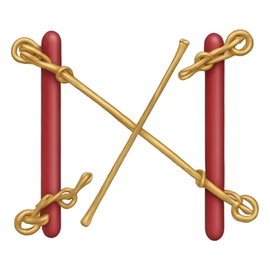 Un bâton en métal rouge, deux sections sont dorées et texturées. sticker