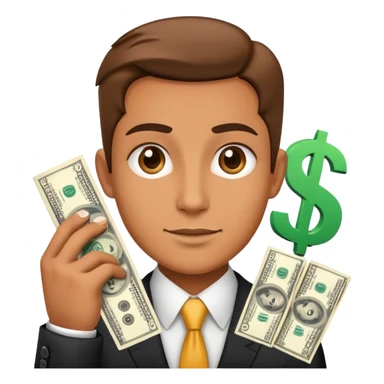 business person with dollar signs and sales chart going up sticker