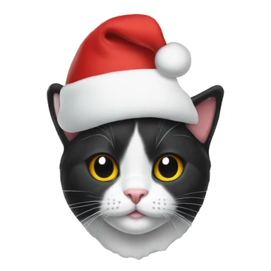 Tuxedo cat wearing Santa hat  sticker