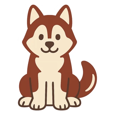flat toon style cute red-brown siberian husky sitting sticker