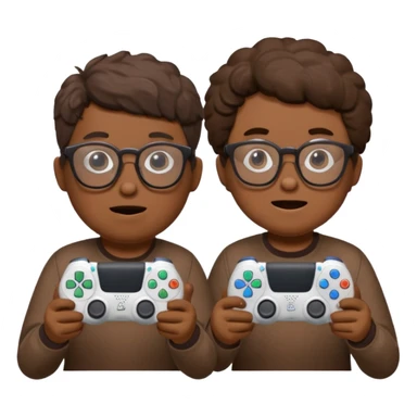 Two poops wearing glasses and each on holding ps5 controller sticker