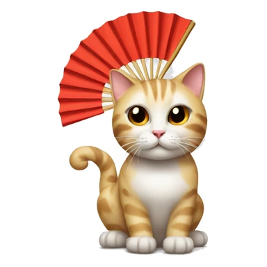 Cat with a chinese fan sticker
