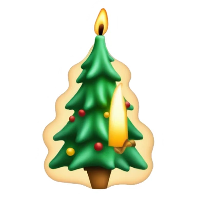 A candle that looks like a Christmas tree and the top of the candle is the spark of flame  sticker