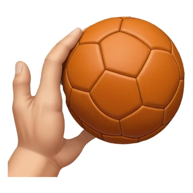 A close-up of a hand gripping a handball, with the goalposts visible in the background. The focus is on the texture of the ball and the strength of the grip, with the goal net slightly blurred to emphasize the anticipation of the throw. sticker